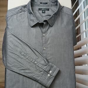 Marc Anthony Slim Fit Long Sleeve Dress Shirt Mens XL grey pinstripe button-up